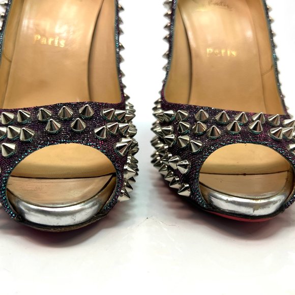 🌷❤️‍🔥SPRING SALE 🔥 FINAL PRICE🌷💥Christian Louboutin Flo 120 Holographic 37 - Picture 3 of 7